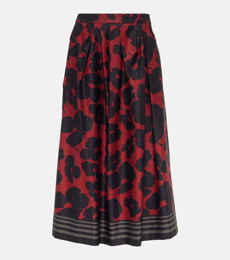 dries van noten printed satin midi skirt