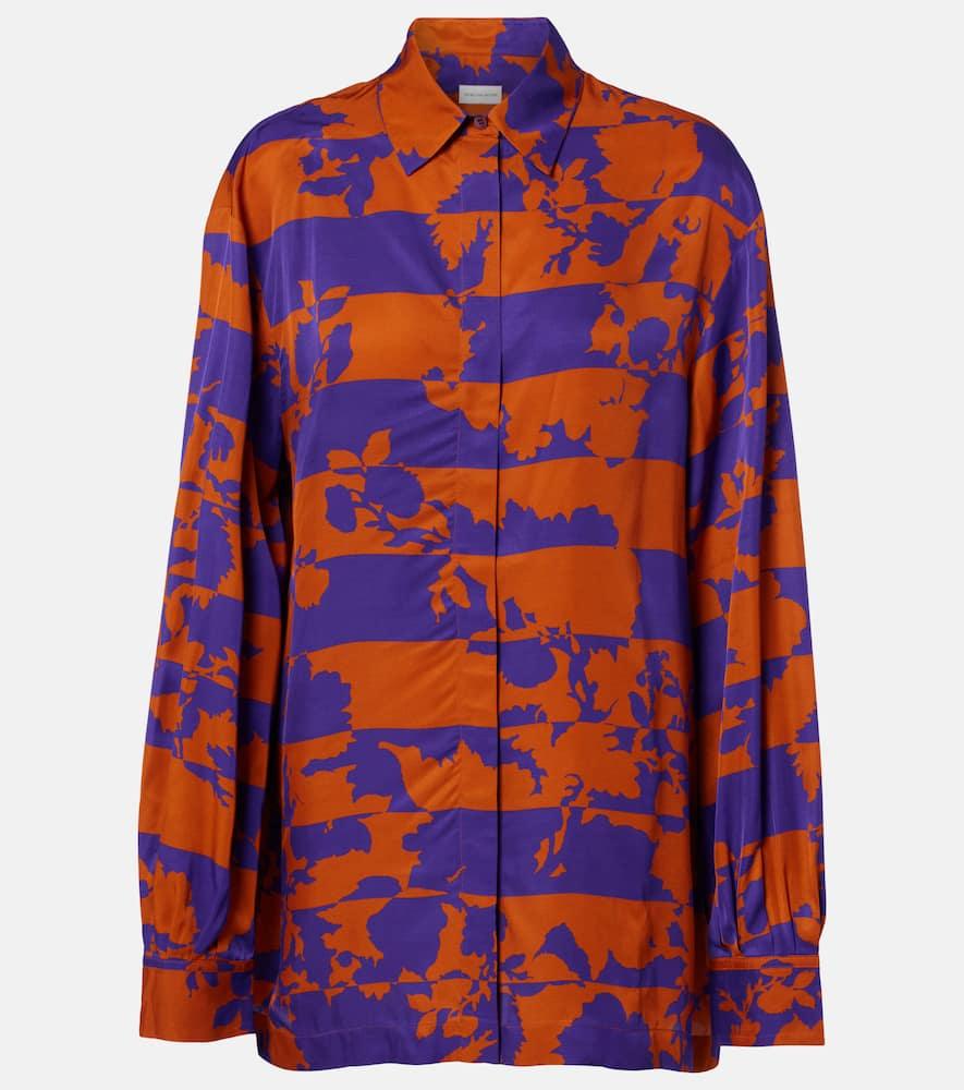 dries van noten printed satin shirt