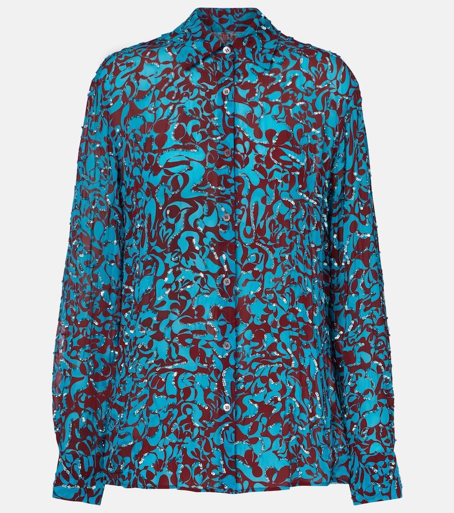dries van noten printed sequined shirt