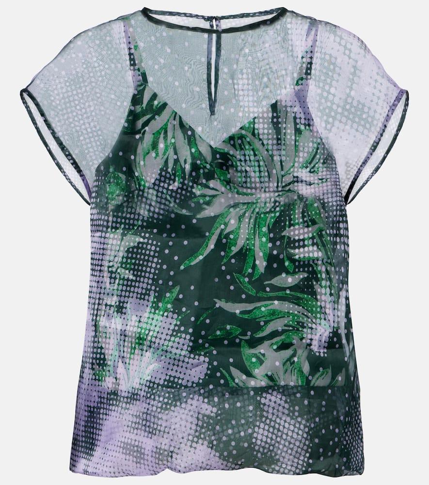 dries van noten printed silk organza top