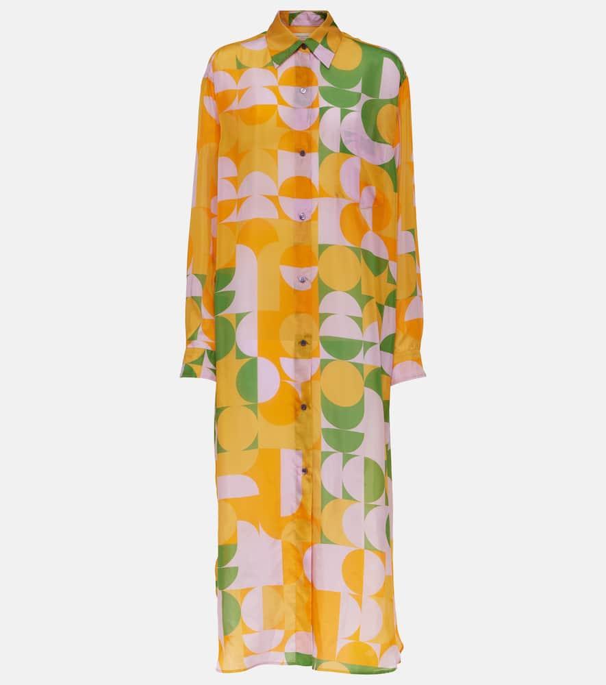 dries van noten printed silk pongee shirt dress