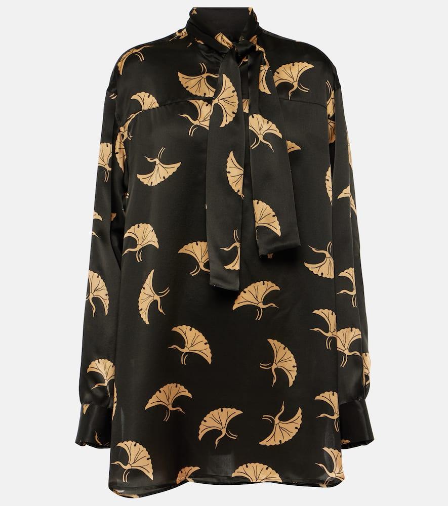 dries van noten printed silk satin top