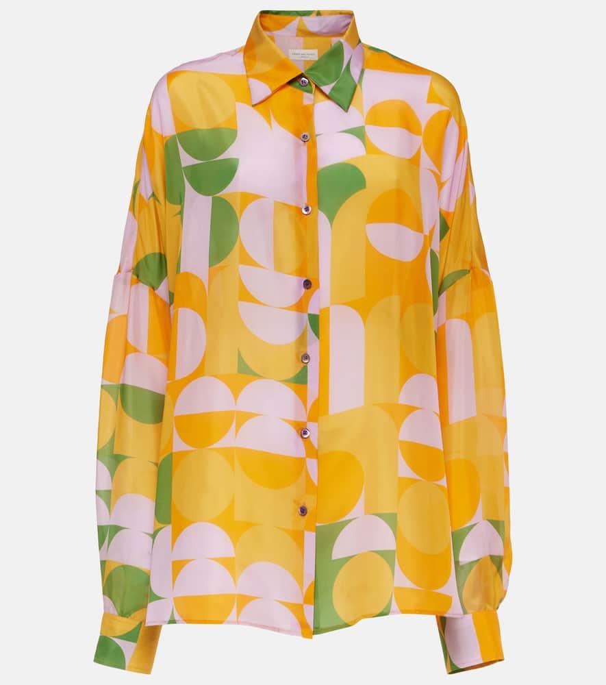 dries van noten printed silk shirt