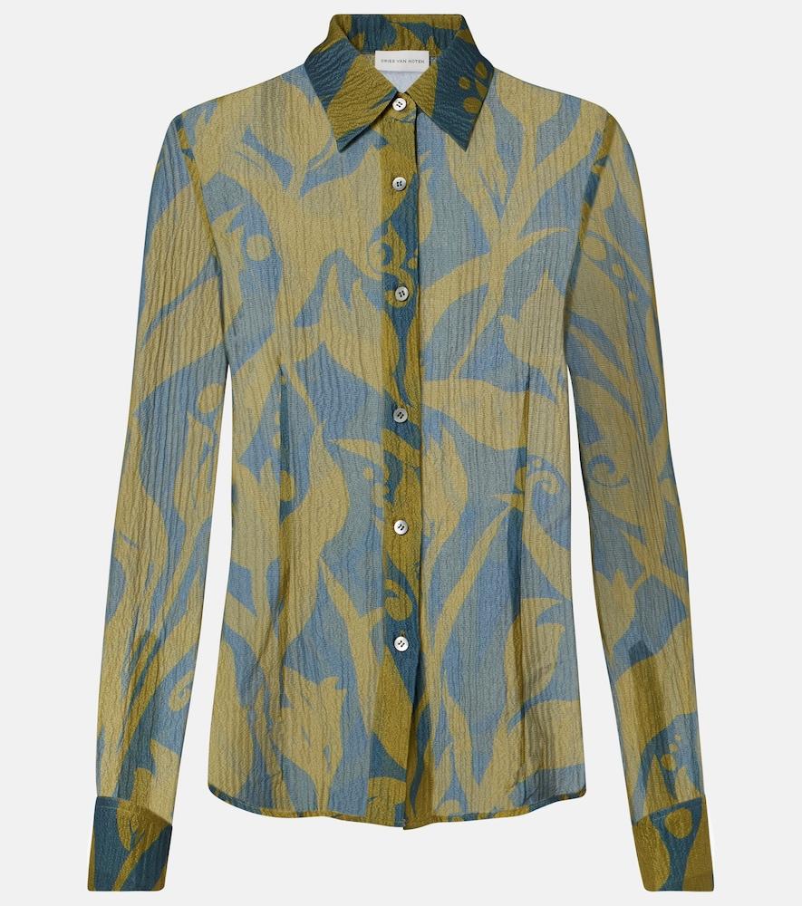 dries van noten printed silk shirt