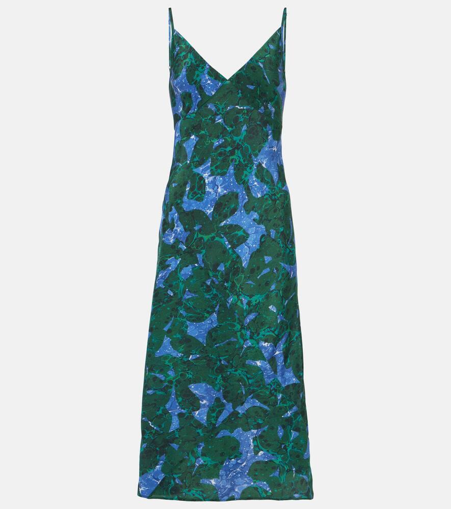 dries van noten printed silk slip dress