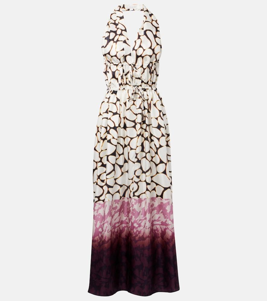dries van noten printed silk twill maxi dress