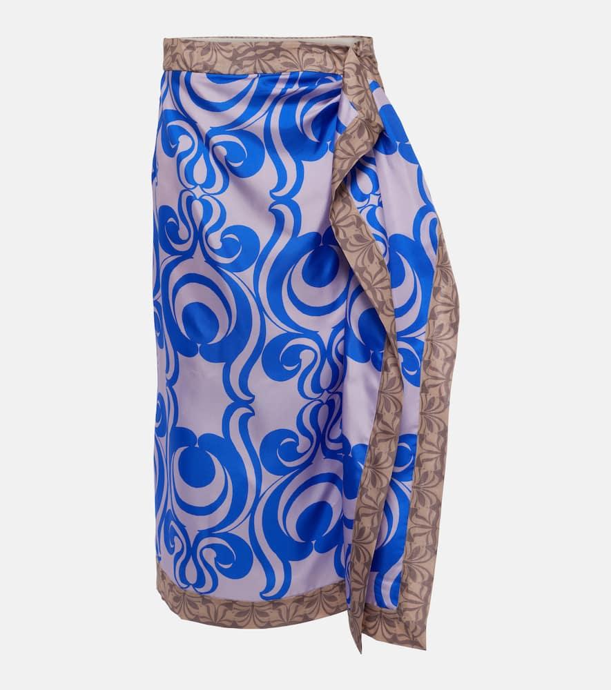 dries van noten printed silk twill wrap skirt