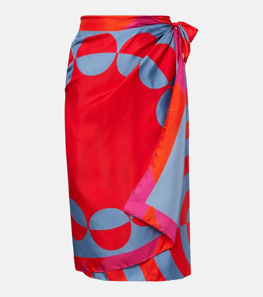 dries van noten printed silk wrap skirt