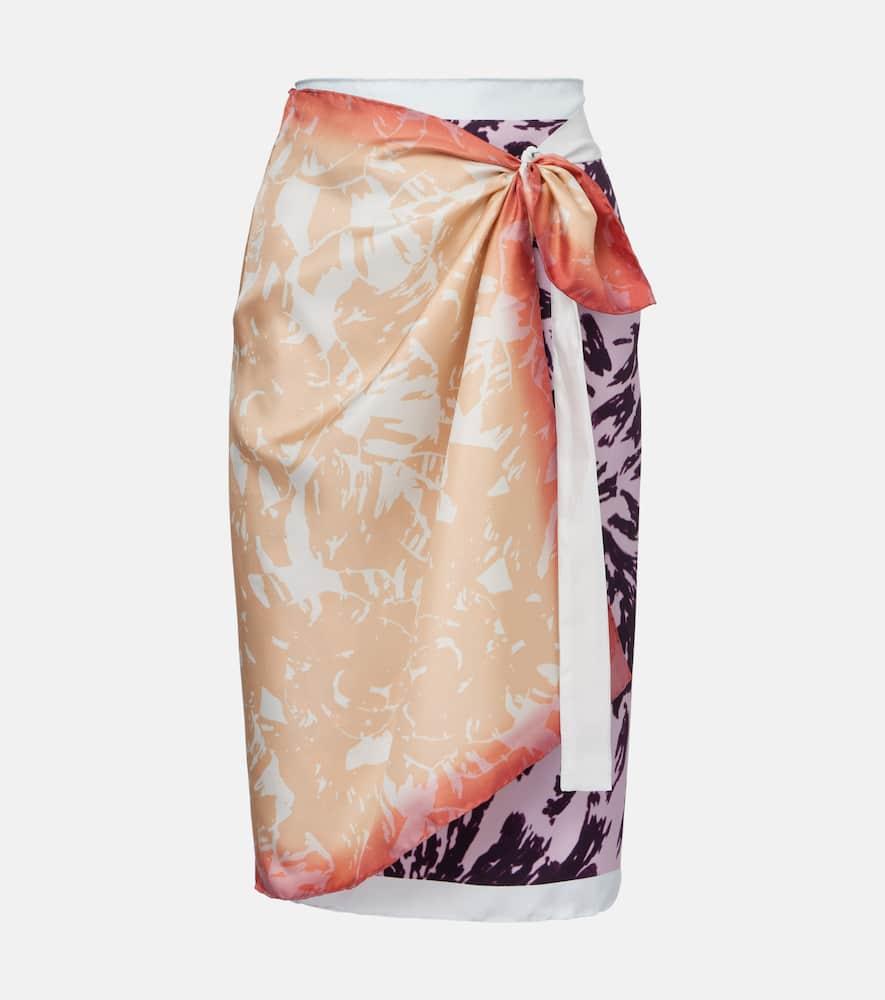 dries van noten printed silk wrap skirt