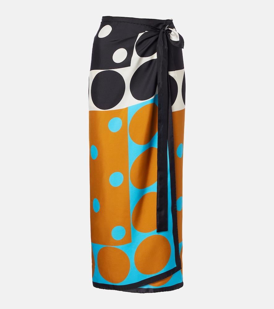 dries van noten printed silk wrap skirt