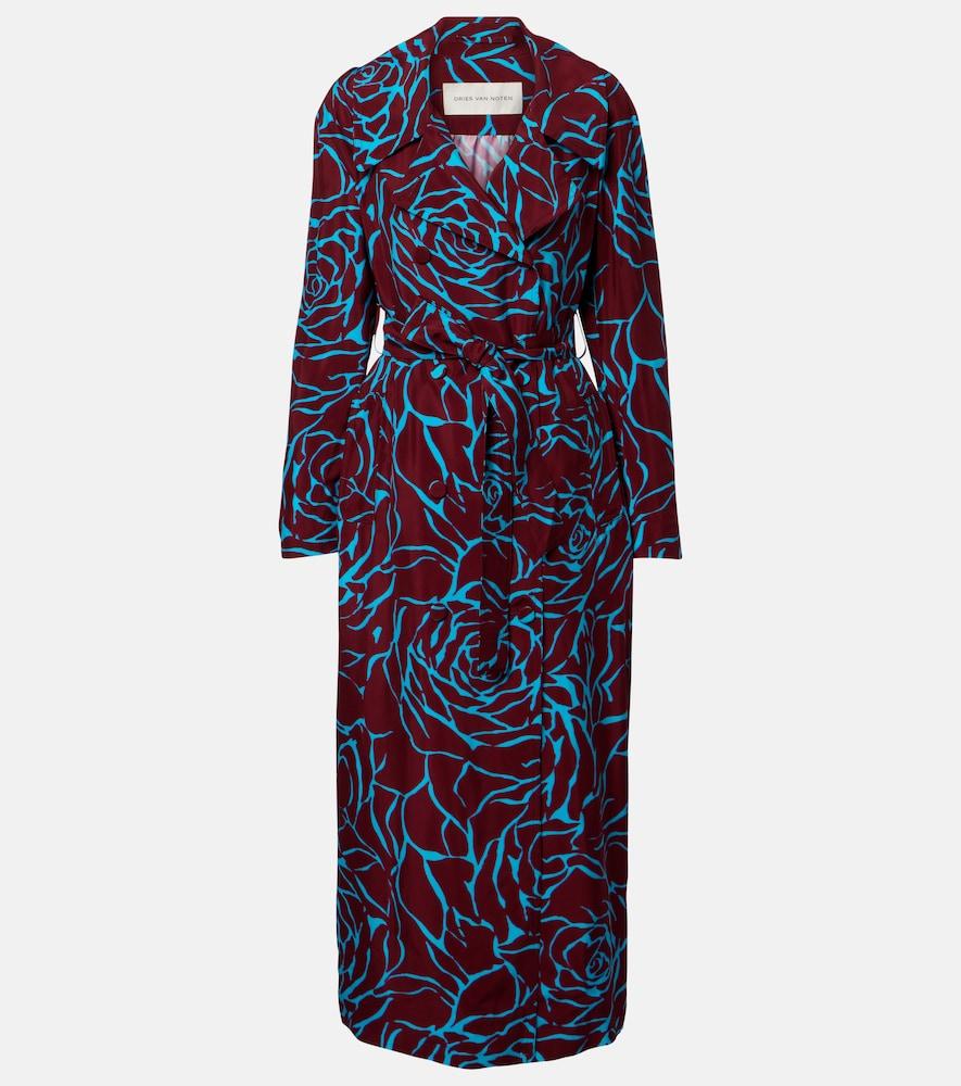 dries van noten printed twill coat