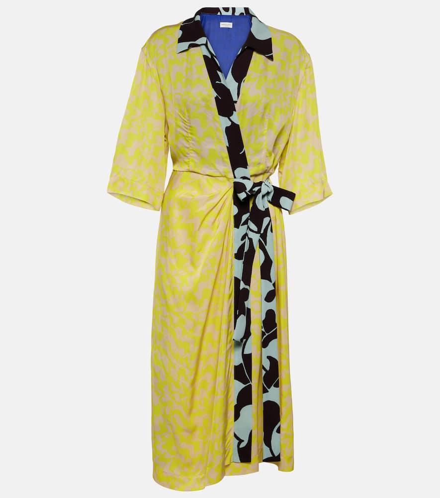 dries van noten printed wrap midi dress
