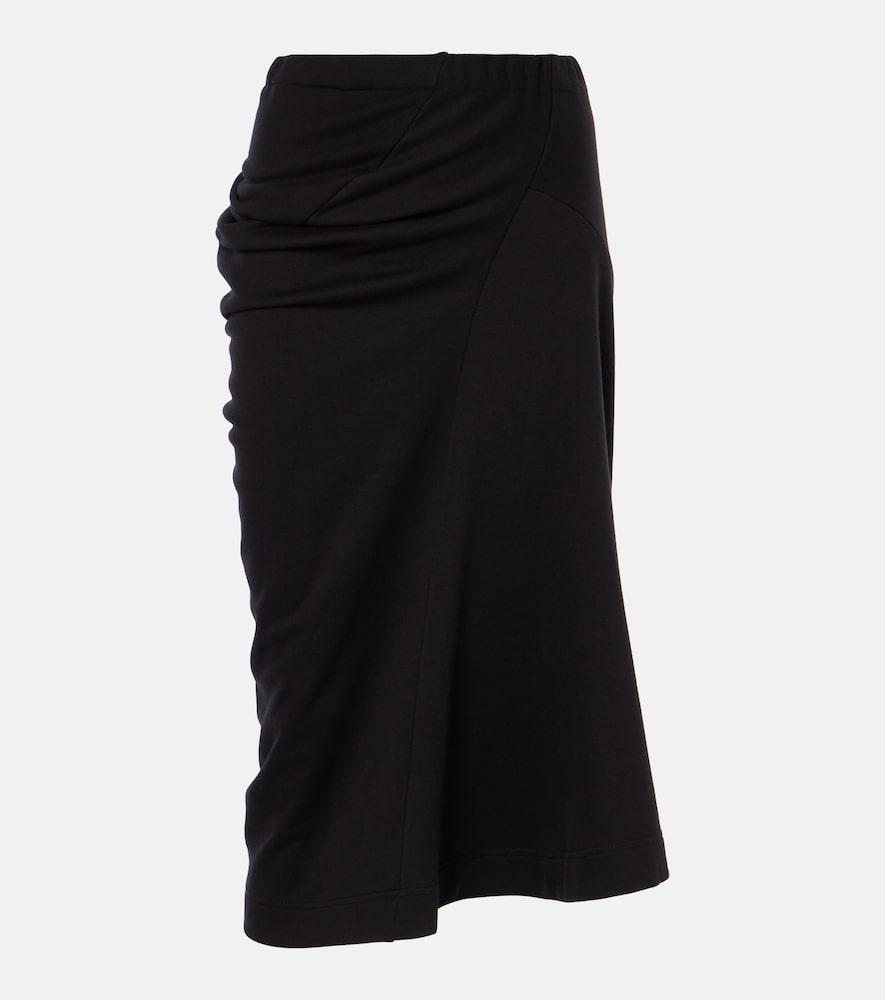 dries van noten ruched cotton midi skirt