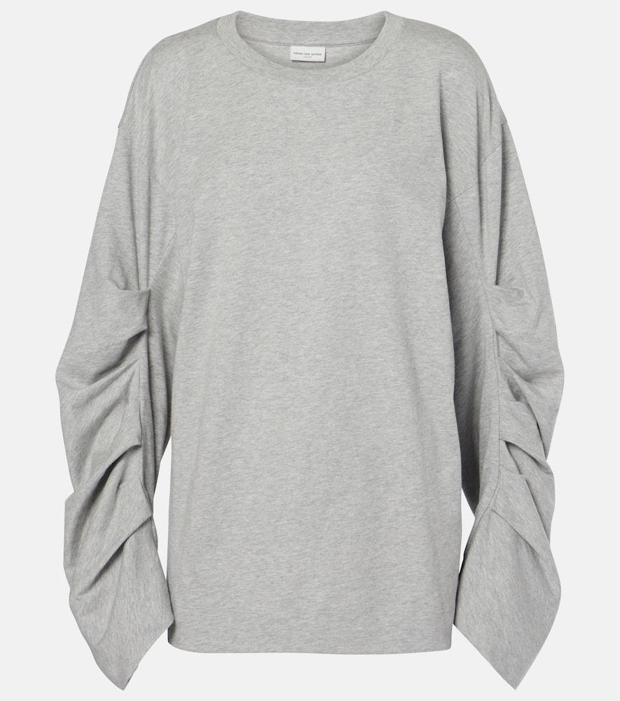 dries van noten ruched oversized cotton jersey top