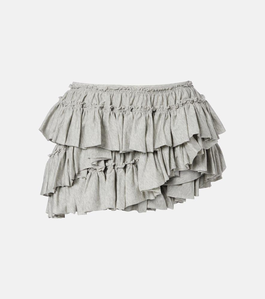 dries van noten ruffled asymmetric cotton miniskirt