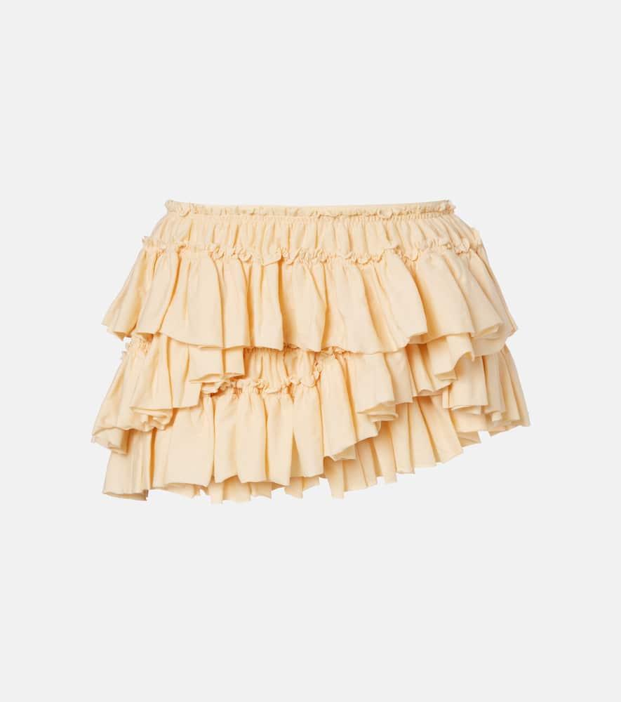dries van noten ruffled asymmetric cotton miniskirt