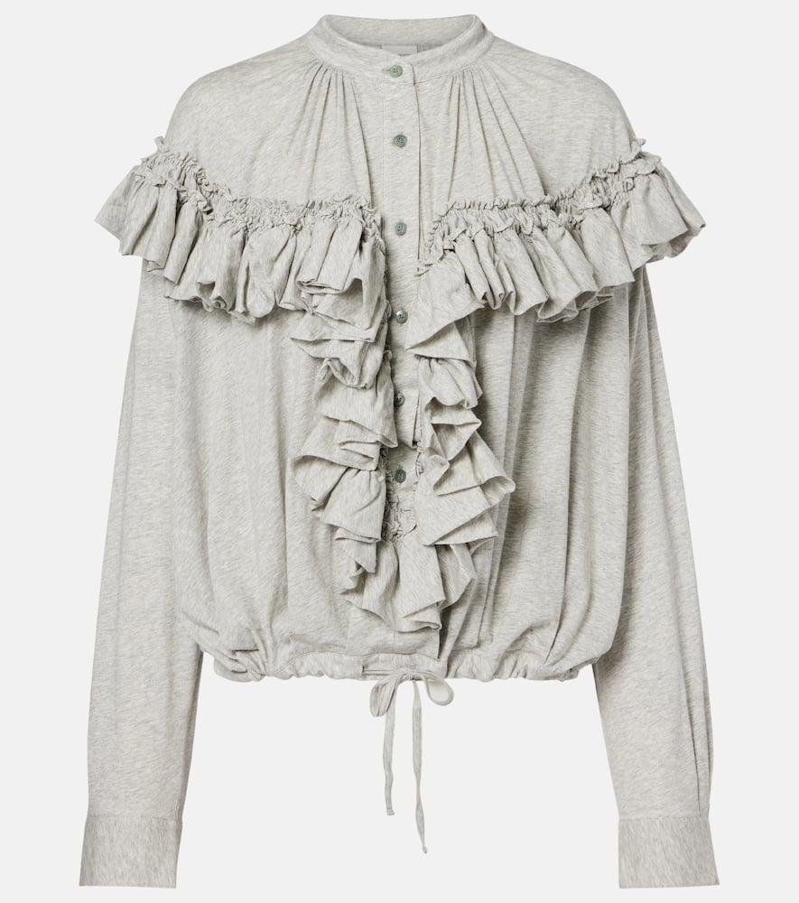 dries van noten ruffled cotton jersey blouse