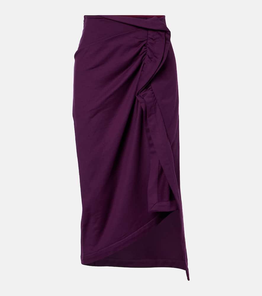 dries van noten ruffled cotton jersey midi skirt