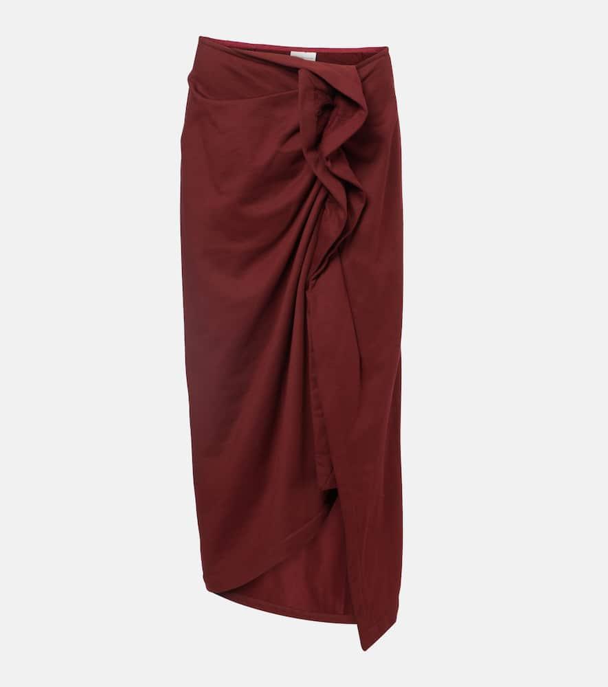 dries van noten ruffled cotton midi skirt