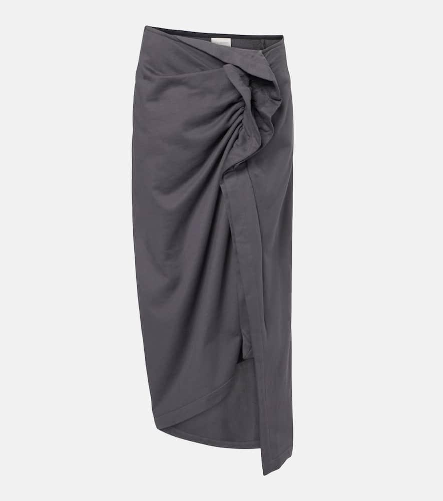 dries van noten ruffled cotton midi skirt