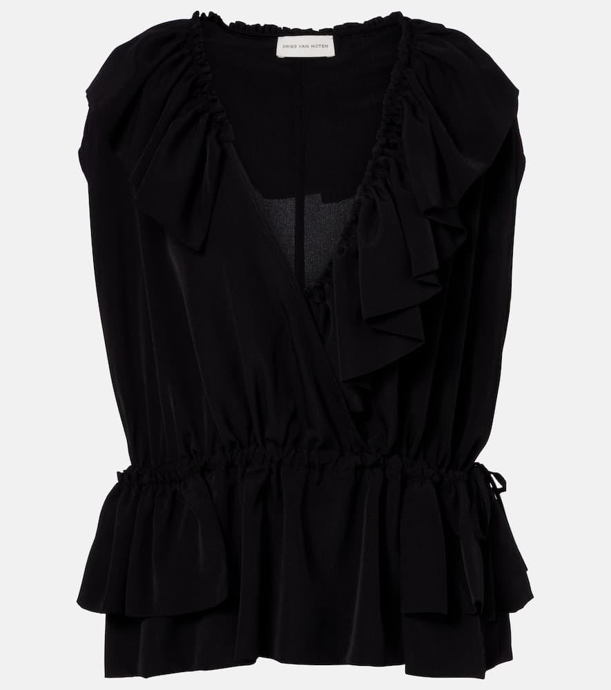 dries van noten ruffled jersey top