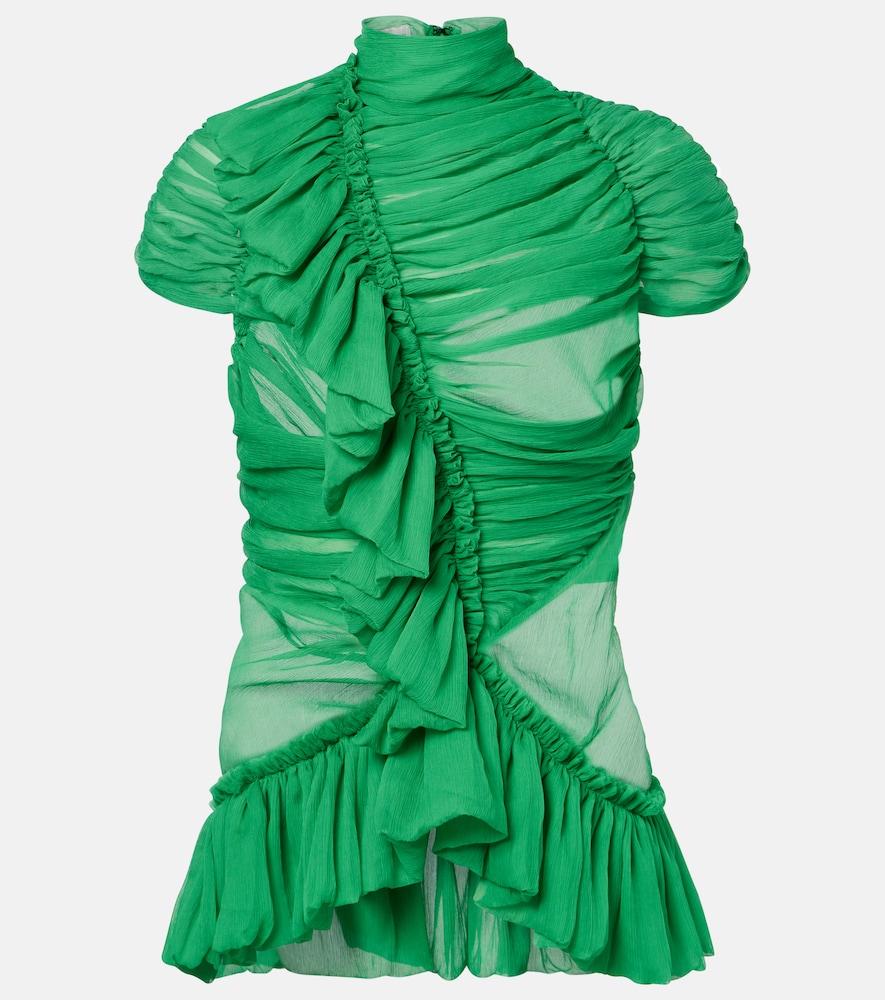 dries van noten ruffled silk top