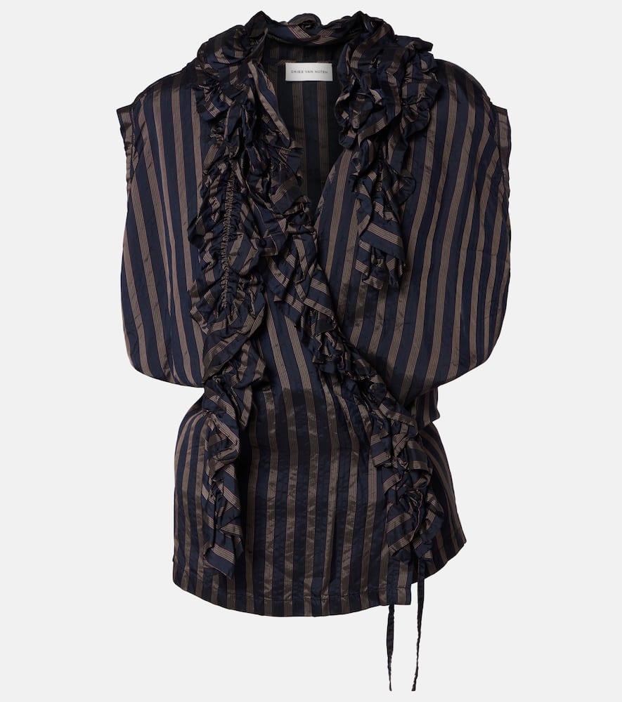 dries van noten ruffled striped top