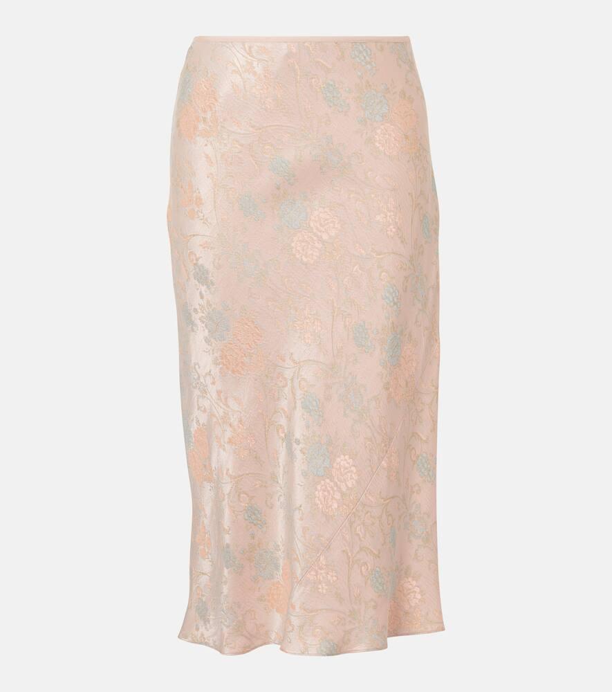 dries van noten satin jacquard midi skirt