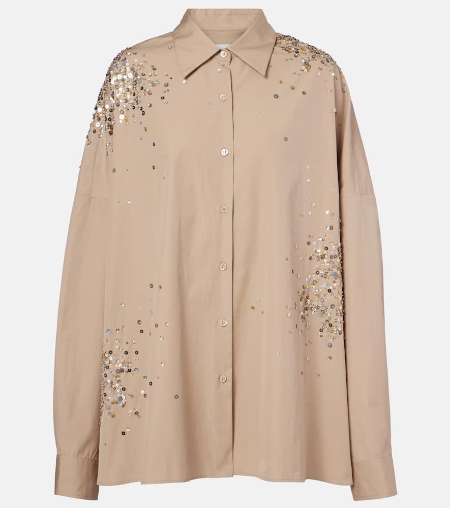 dries van noten sequined oversized cotton shirt