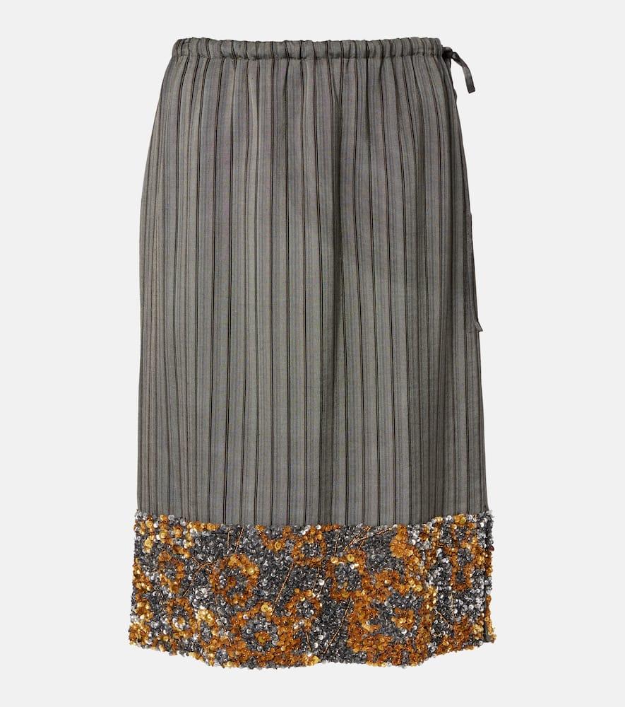 dries van noten sequined striped midi skirt