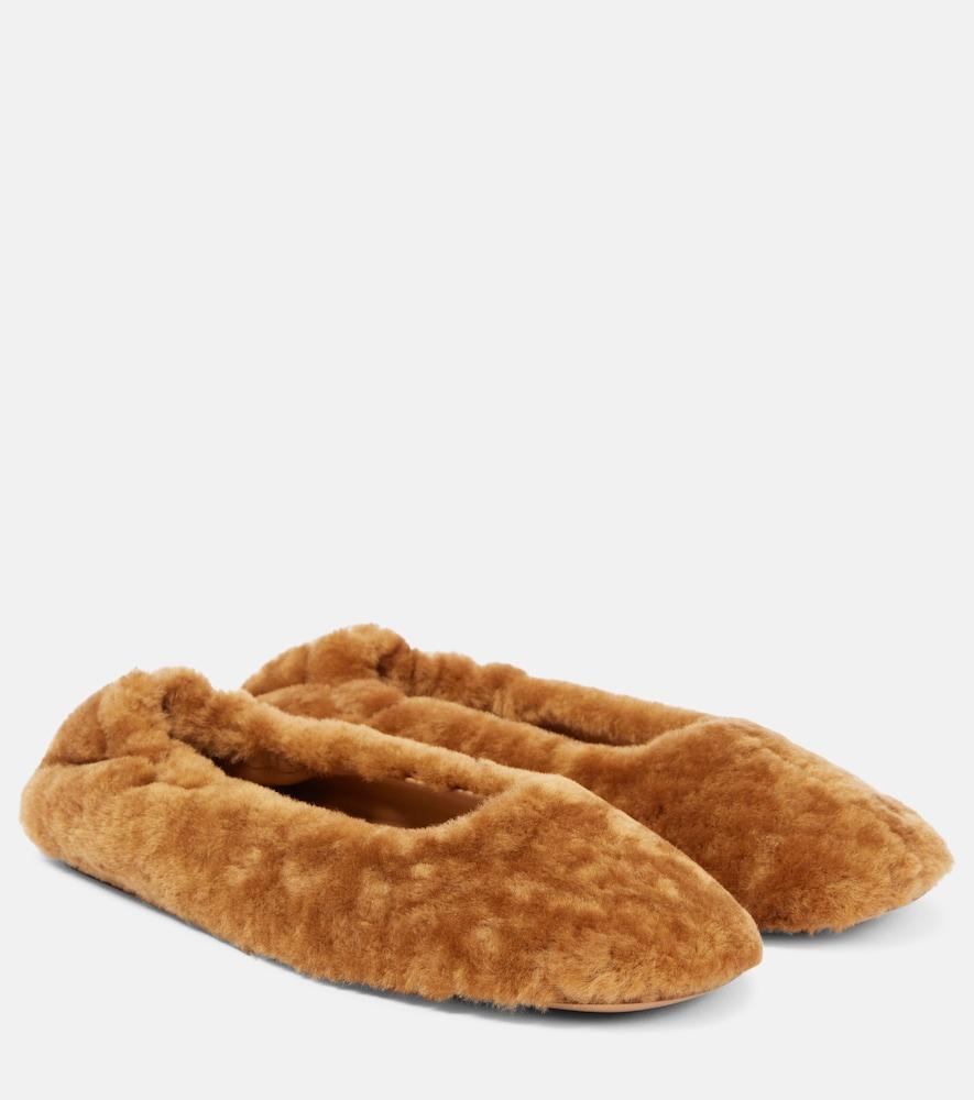 dries van noten shearling ballet flats