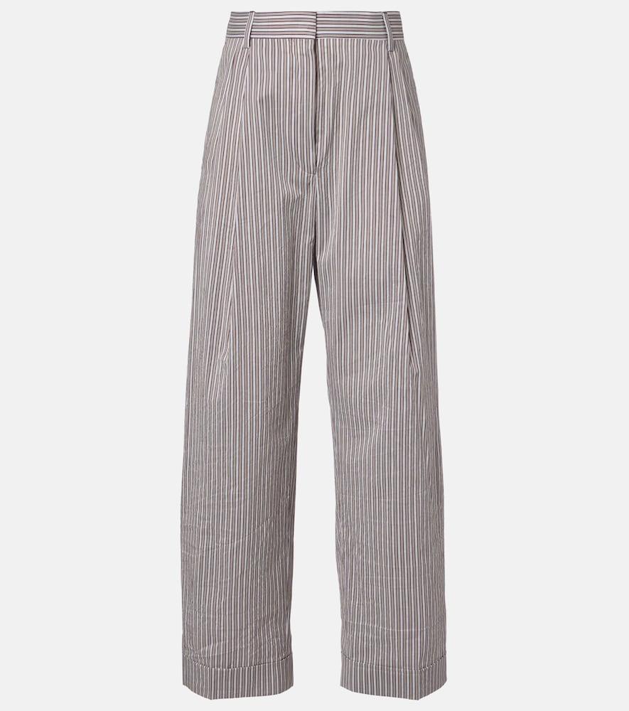 dries van noten striped cotton and silk pants