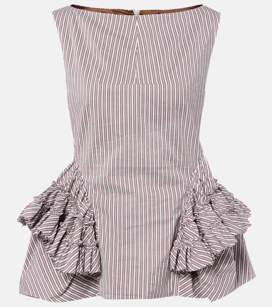 dries van noten striped ruffled cotton and silk top