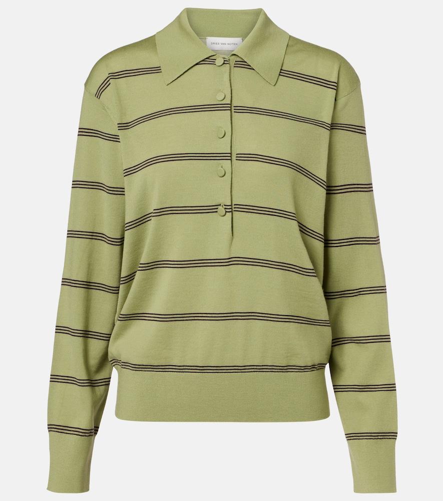 dries van noten striped wool polo sweater