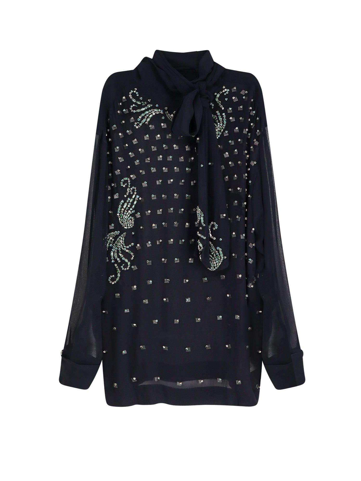 dries van noten viscose shirt with rhinestones
