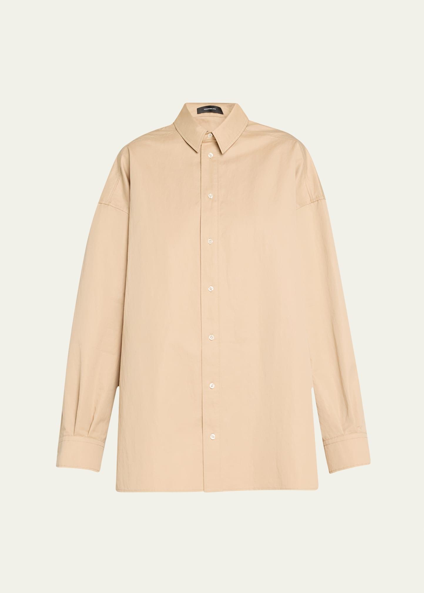 drill button down oversized mini shirt dress