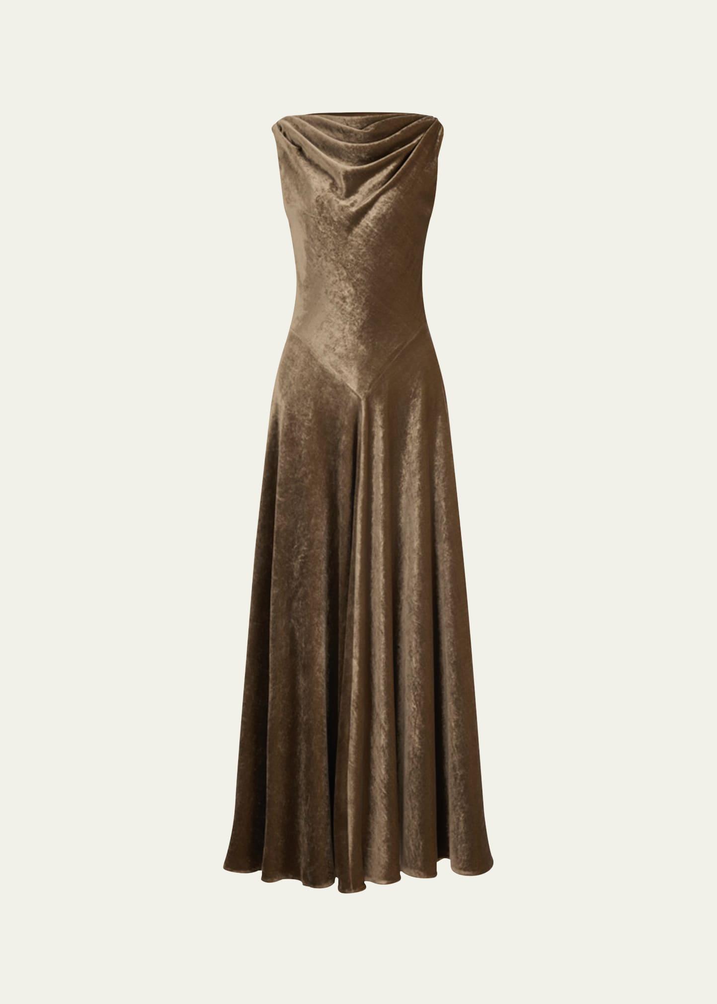 drina cowl-neck velvet gown