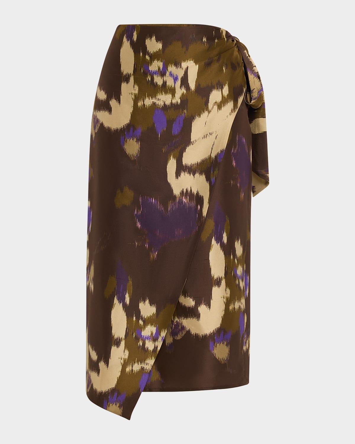 dritto abstract wrap midi skirt