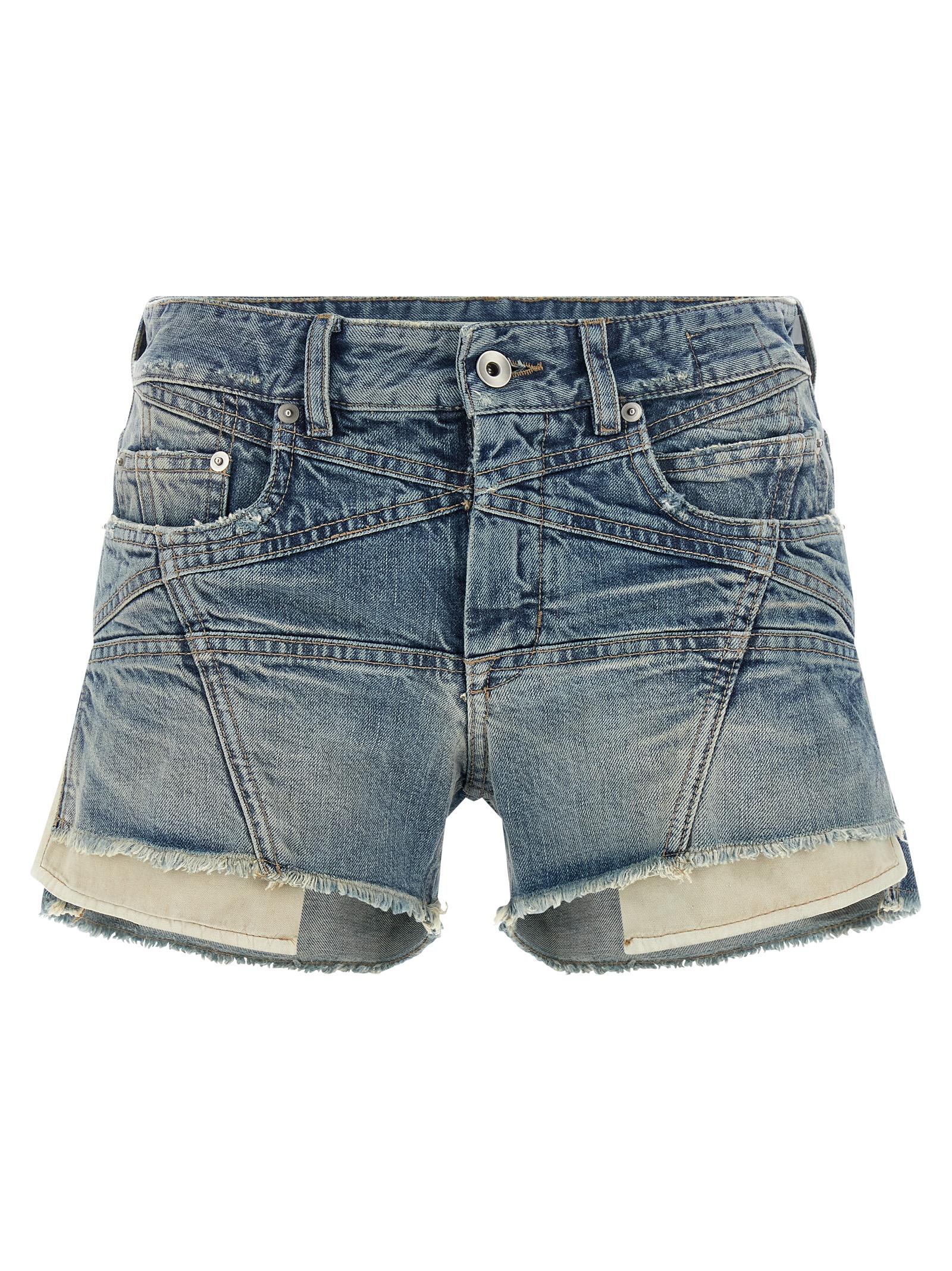 drkshdw lana cut offs shorts blue cotton bermuda - women