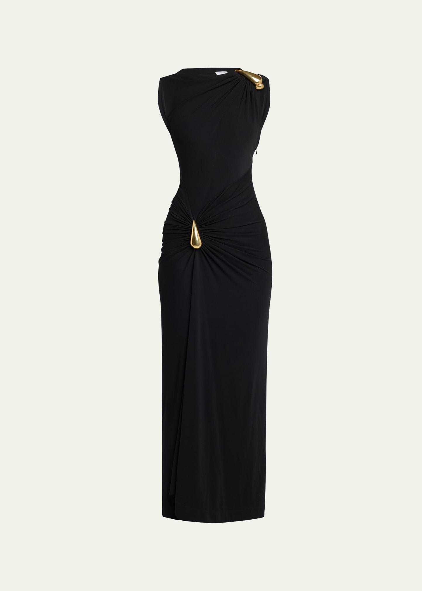 drop detail gathered matte crepe jersey maxi dress