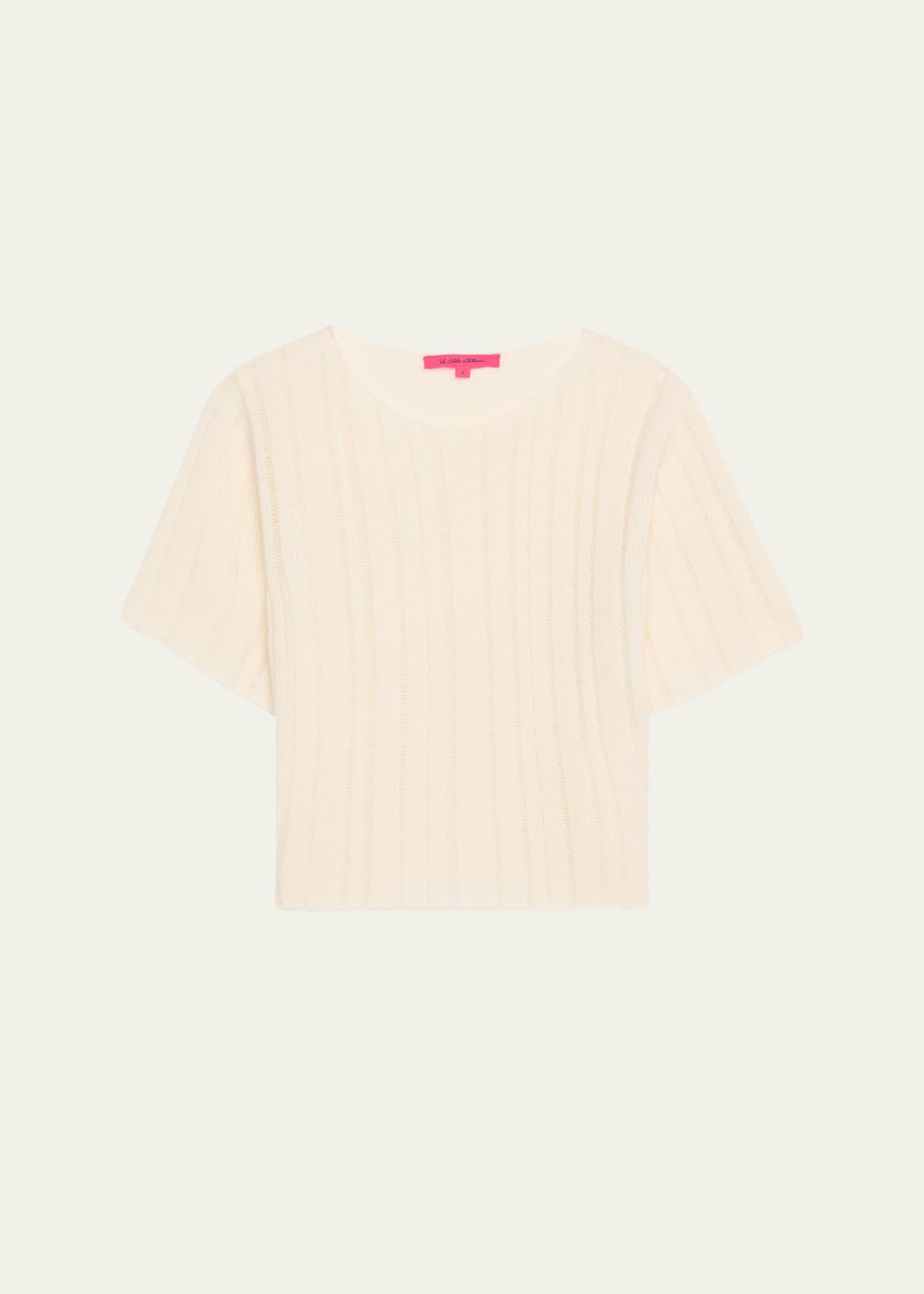 drop needle short sleeve cashmere tee
