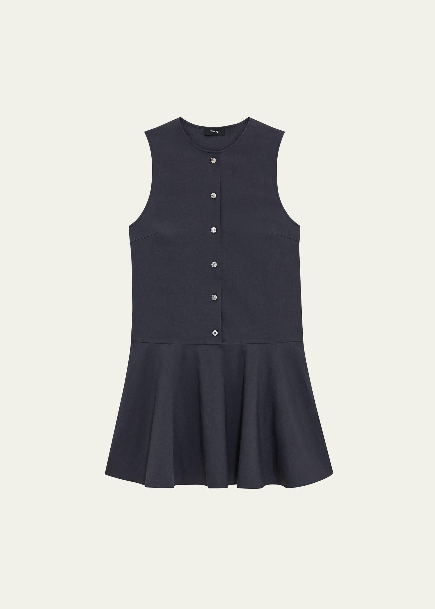 drop-waist crunch linen mini dress