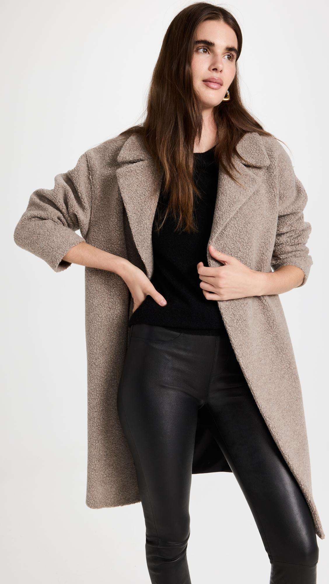 dropped shoulder boucle coat