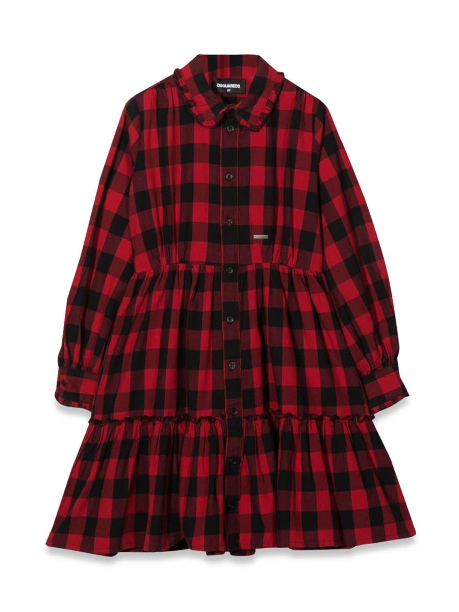 dsquared2 abito quadri con bottoni e colletto