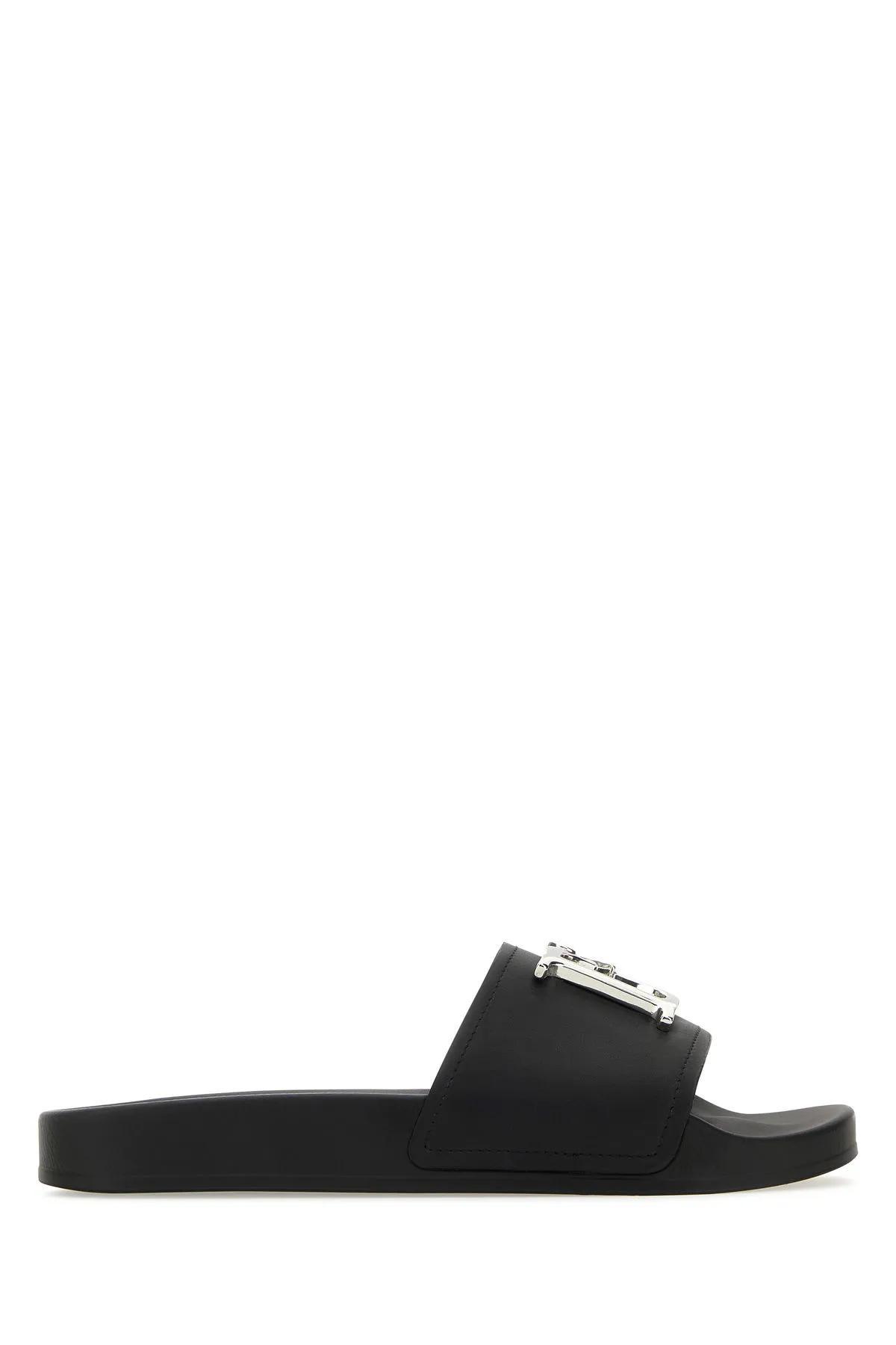 dsquared2 black leather d2 statement slippers