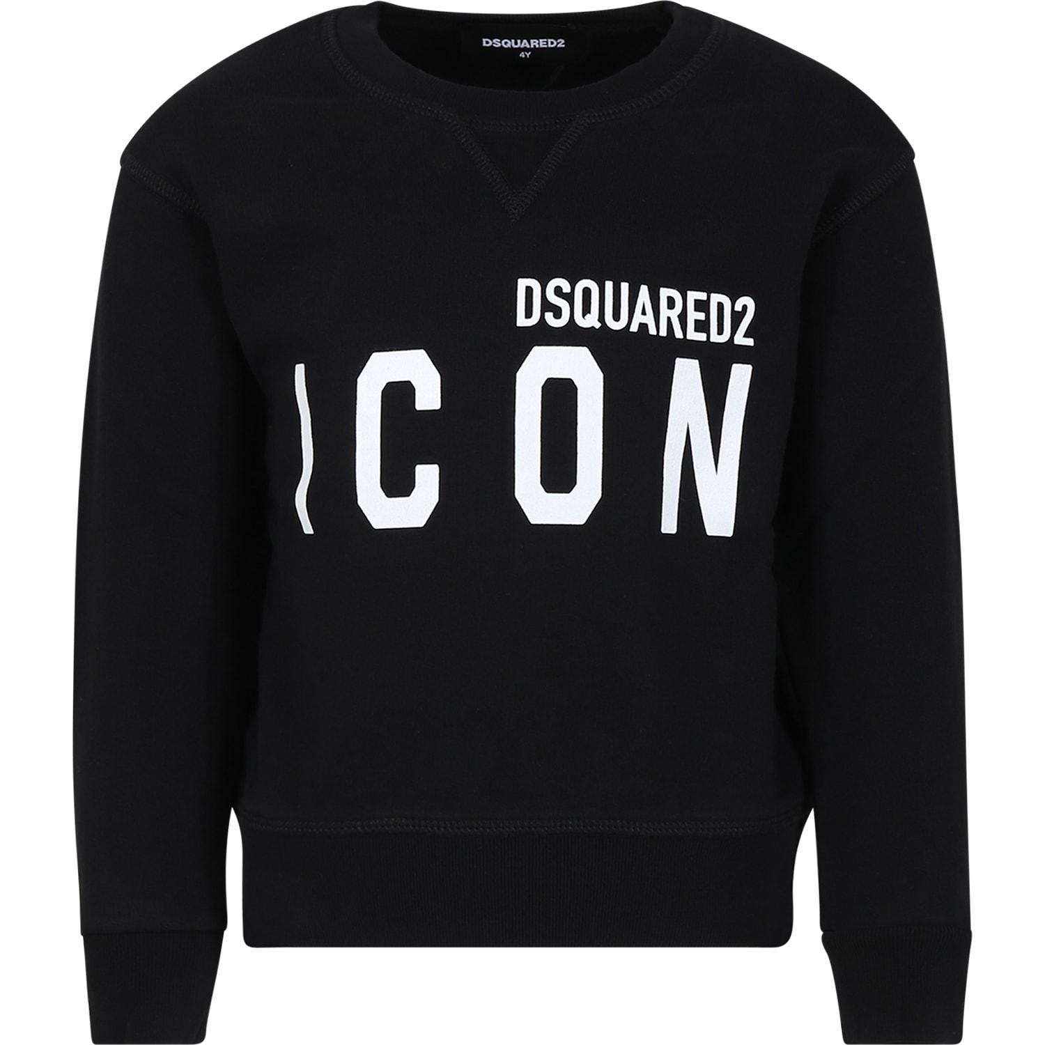 dsquared2 black sweatshirt for boy with logo