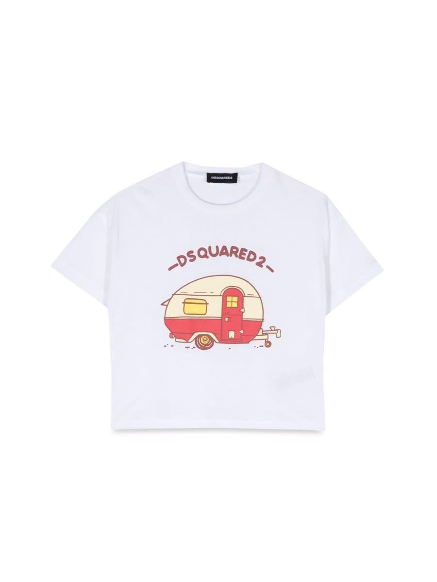 dsquared2 crop print t-shirt