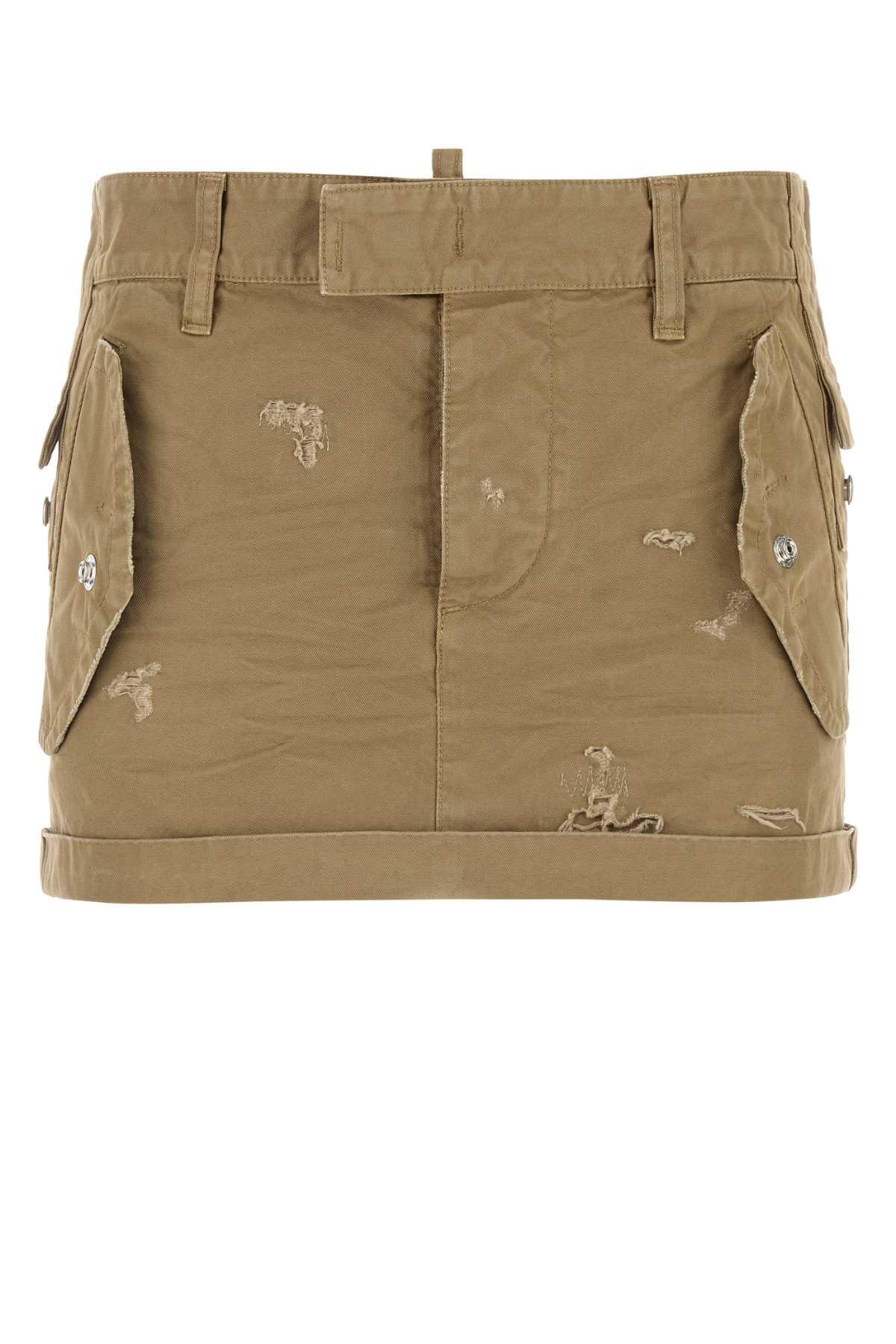 dsquared2 khaki canvas mini skirt