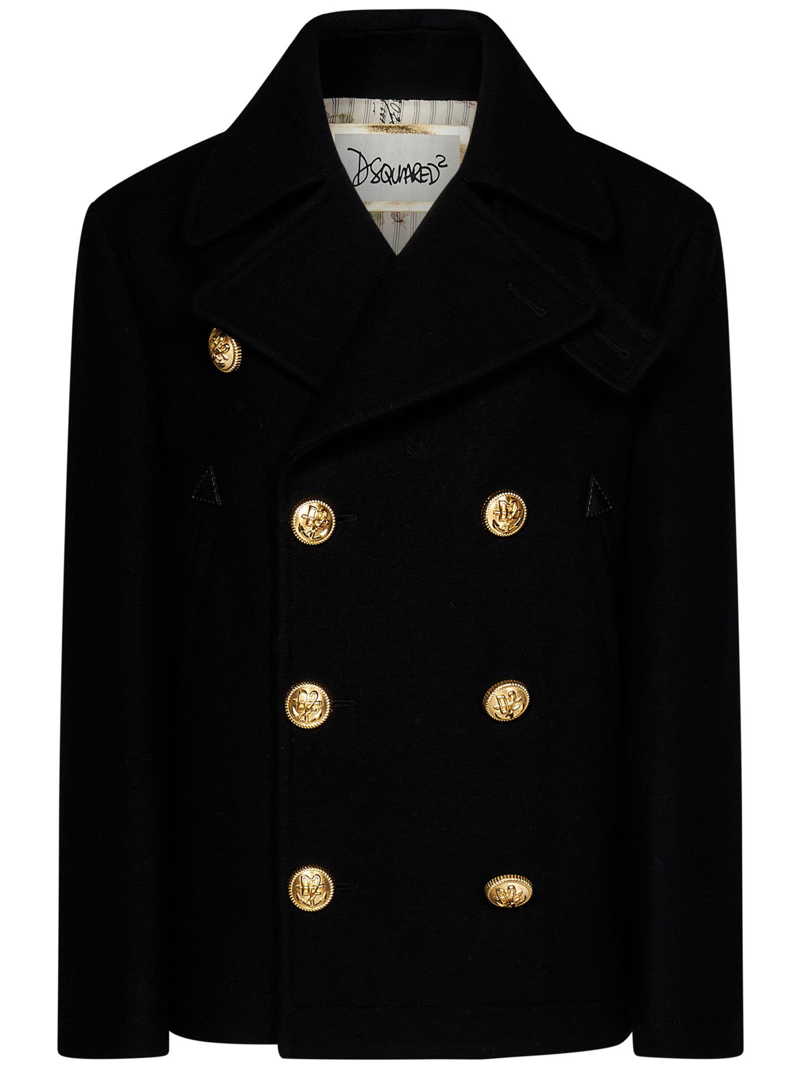 dsquared2 large button peacoat