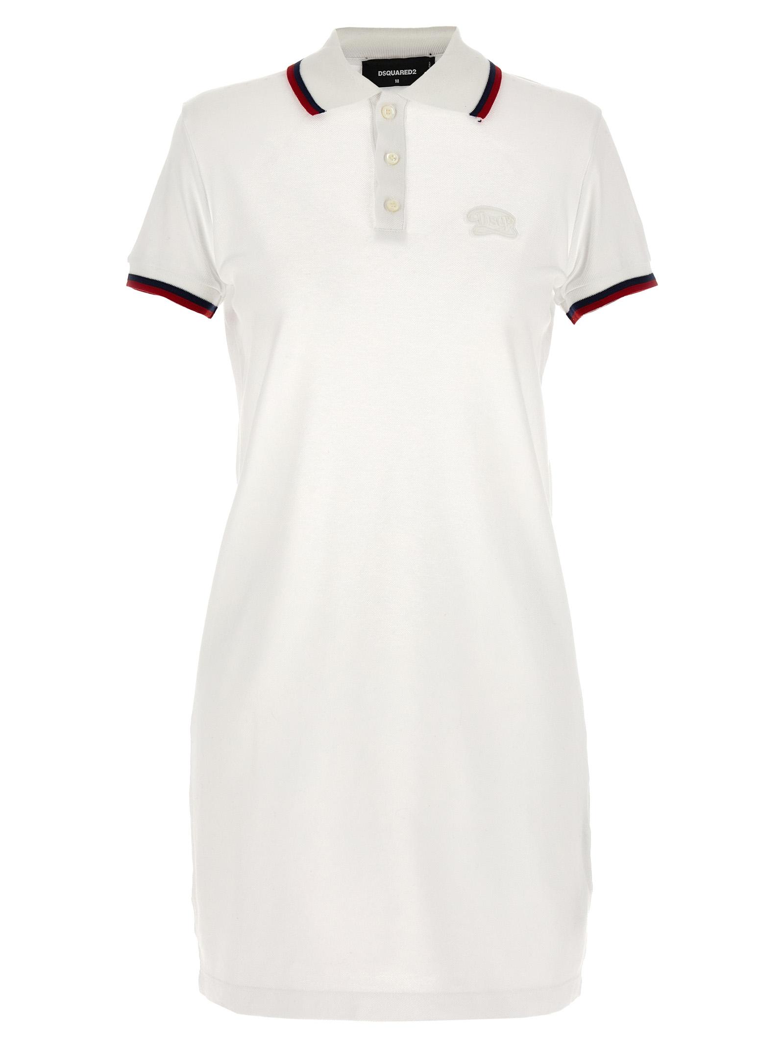 dsquared2 maxi cut out polo dress white cotton - women